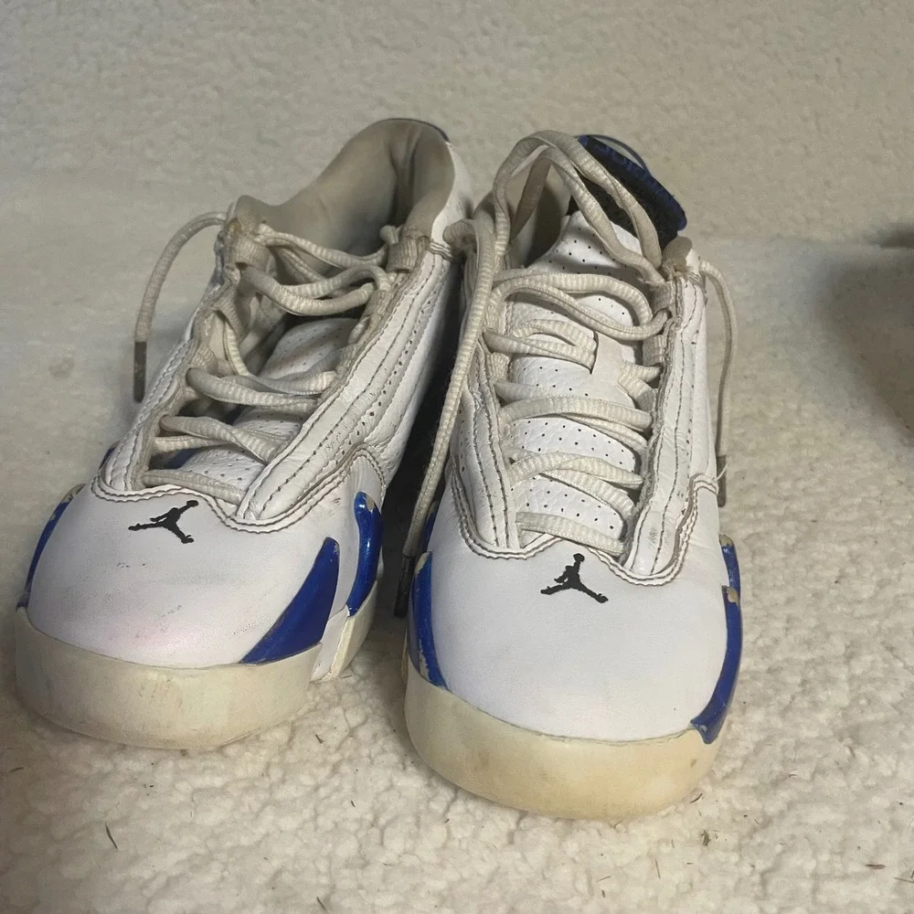 Jordan‎ 14 Retro Low Hyper Royal White Blue Sneakers 487524-104 4Y Womens 5.5